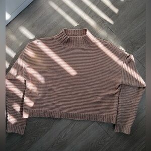 Forever 21 Ribbed Cropped Mock Neck Sweater - Dusty Rose